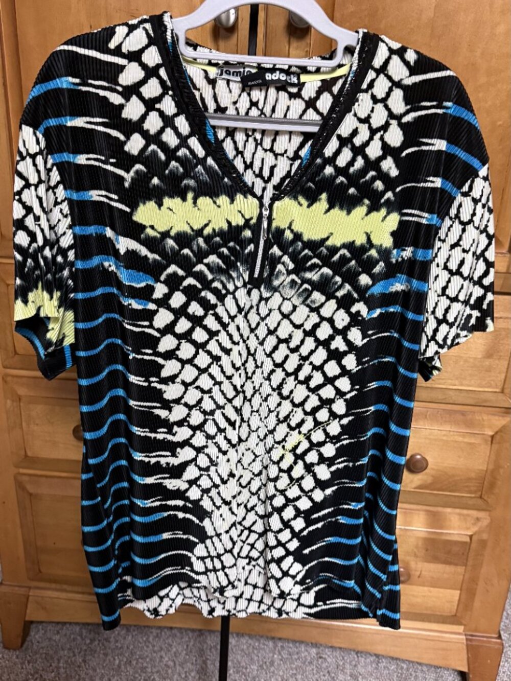 Jamie Sadock XXL womens Golf Shirt Art Short Sleeve Partial Front Zip